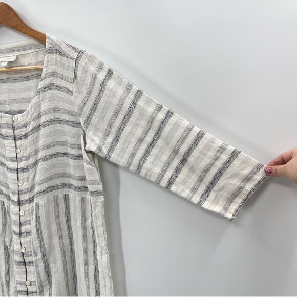 Pure Jill Linen Cotton Striped Button Down Lagenlook 3/4 Sleeve Shirt Tunic XS - Picture 4 of 10
